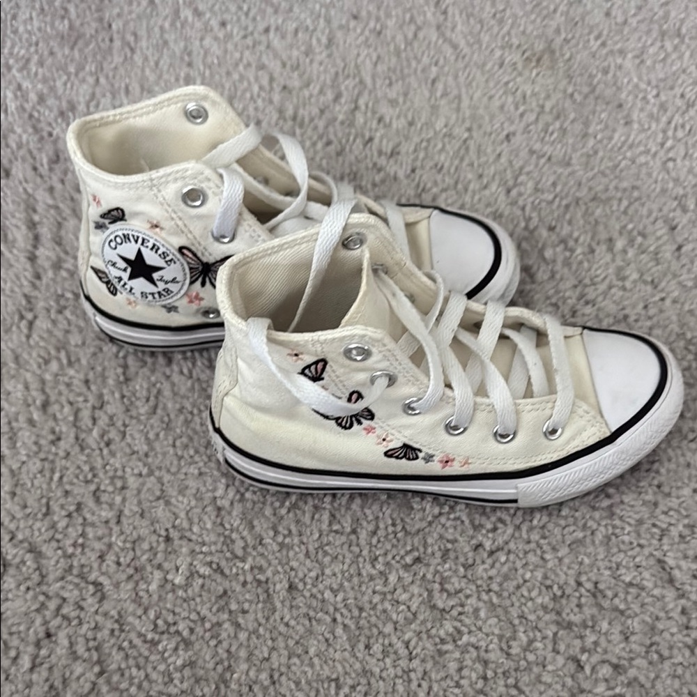 Converse White High-Top Sneakers Butterfly Design